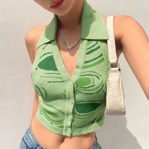 Crop Top Halter Marbled