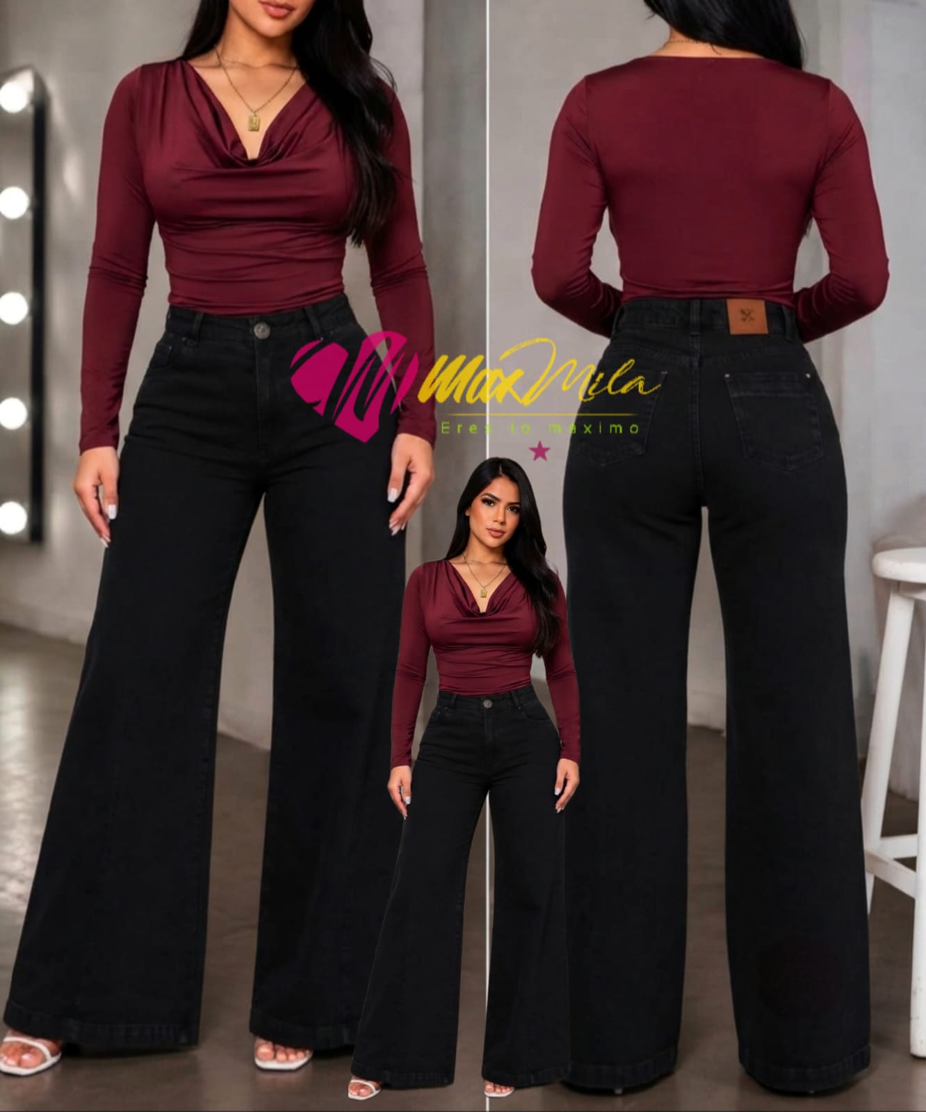 Jeans Wide Legs Preto